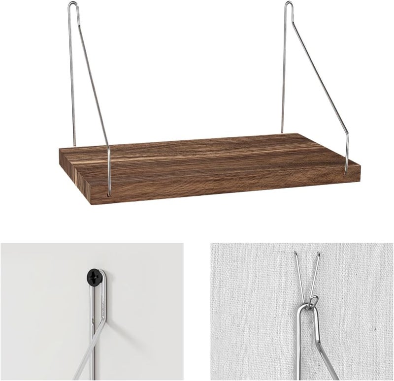 Demine رف جدار قماش مع خطافات لتزيين العمل، 11.8''x6'' رف تنظيم خشبي مع شماعات ملحقات مكتب للنساء والرجال (عبوة 2) - Image 4